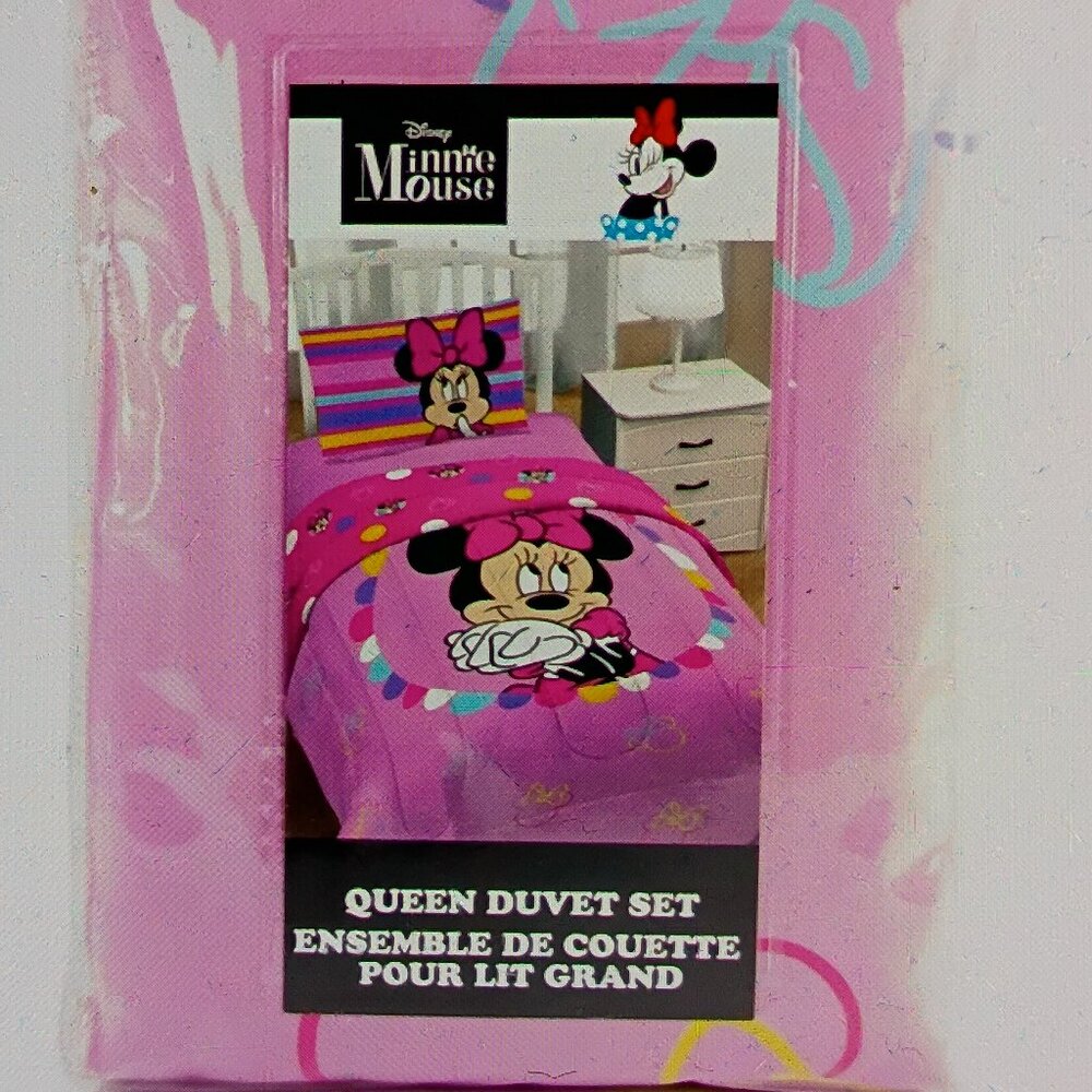NWB/Disney Minnie Mouse,  3pc./Reversable Queen Duvet Set, With 2/Shams
